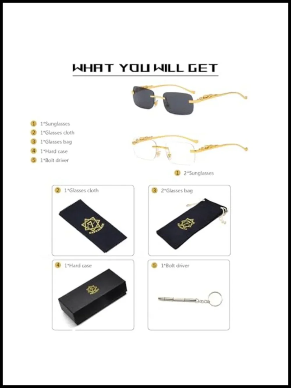 Retro Y2K Rimless Sunglasses UV400 Protection Metal Frame Unisex